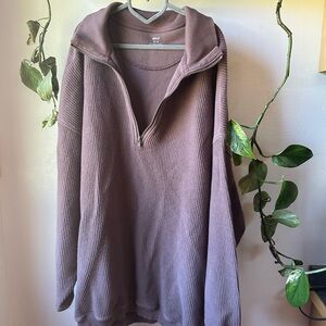 Aerie Purple Zip Up Sweater Cozy Fleece